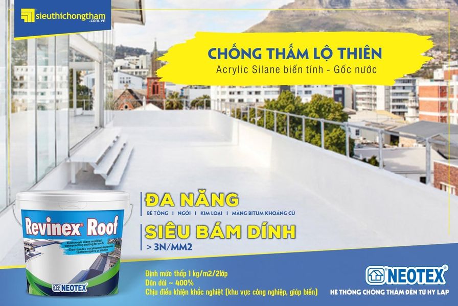 Giải pháp chống thấm sân thượng lộ thiên đa năng siêu bám dính