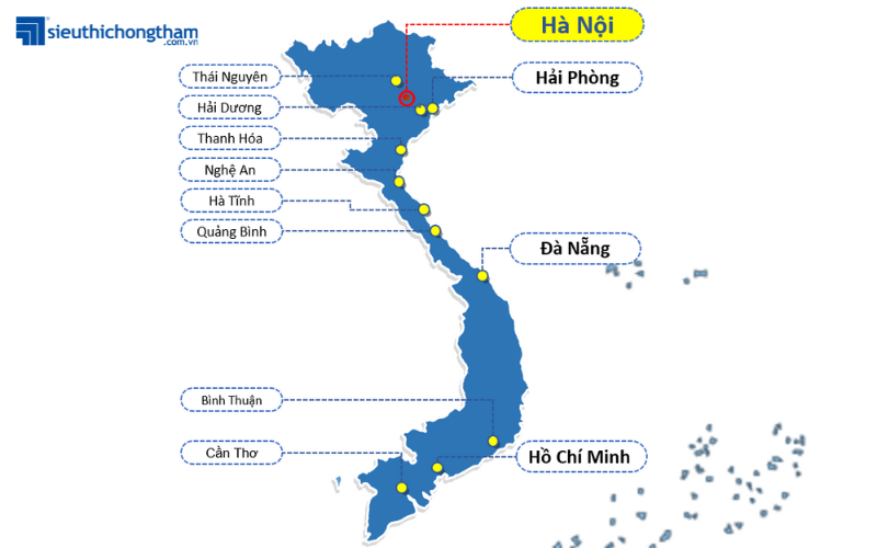 Tiếp cận dịch vụ thi công sàn nhà vệ sinh dễ dàng với hệ thống cửa hàng Siêu thị chống thấm trên toàn quốc