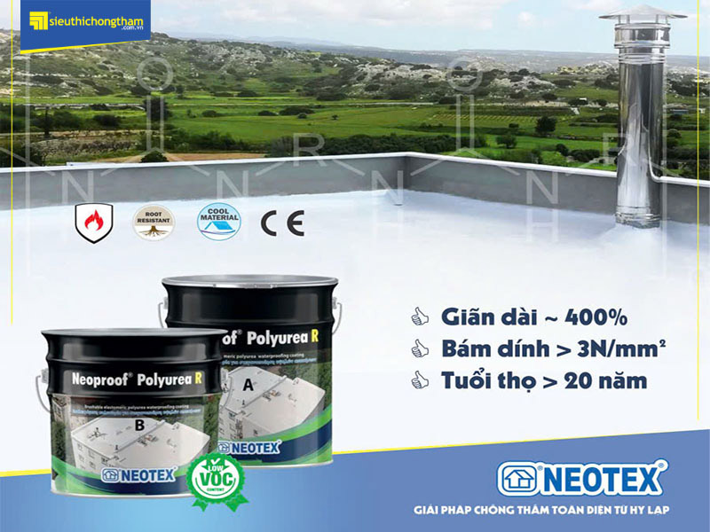 Chống thấm Neoproof Polyurea R là lựa tốt cho mái trồng cây bởi sở hữu nhiều ưu điểm vượt trội